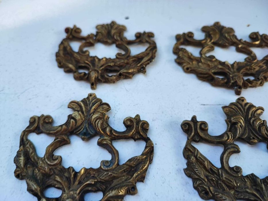 Secesyjna mosiężna aplikacja do mebel,komoda,zegar,jednakowe,cena za 1