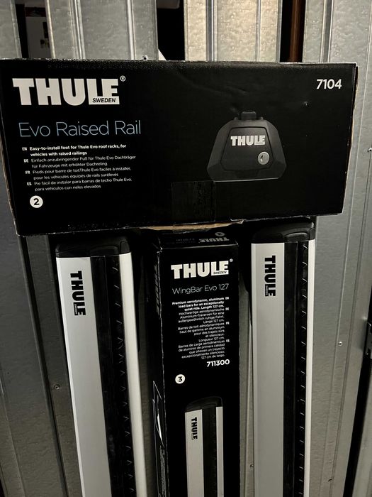 W stanie jak nowe Thule Wingbar Evo 127 (bagażnik dachowy) + Thule Proride 598 (trzy uchwyty na rowery)
