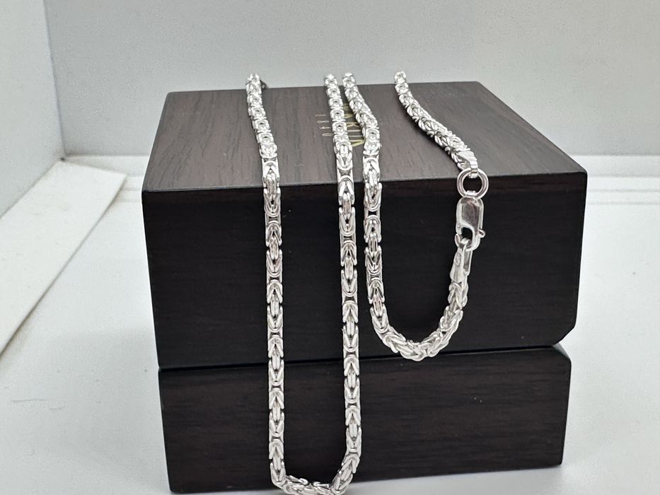Srebrny łańcuszek splot królewski 50cm