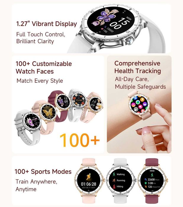 Женские смарт часы: VWAR i228 PRO. 3D-меню.