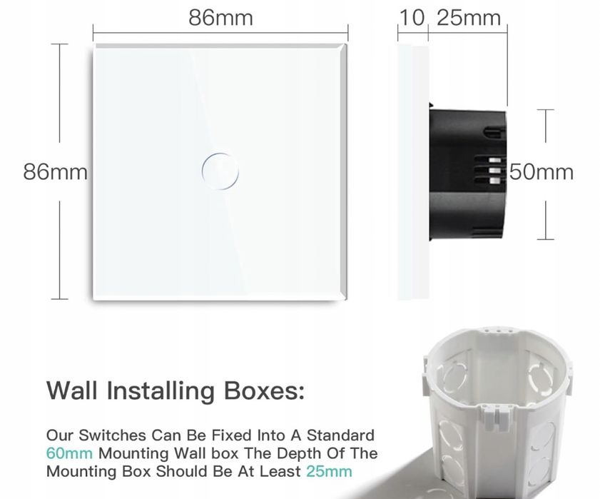 Touch Switch Smart Home włącznik szklany srebrny nowy zestaw