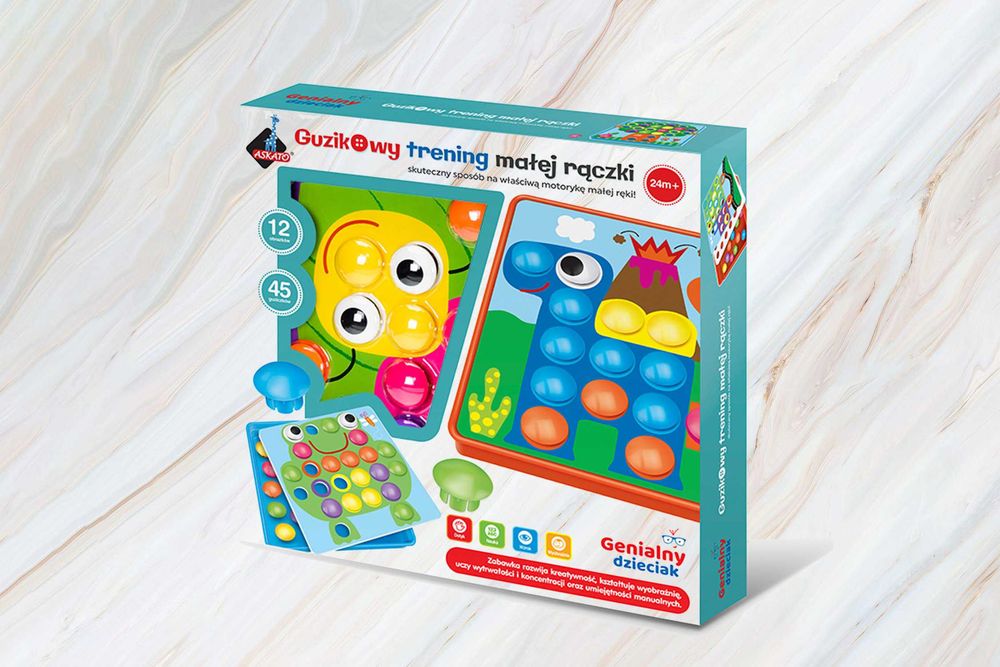 Guzikowy trening małej rączki mozaika pinezki edukacyjna dzieci gra