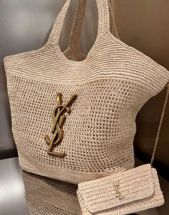 Torba plażowa ysl siatka letnia od ręki