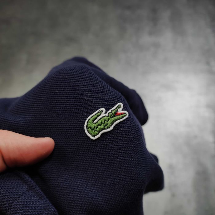 MĘSKA Elegancka Bawelna PREMIUM Koszulka Długi Rękaw Granat Lacoste