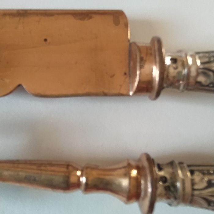 Par de talheres de trinchar em prata javali