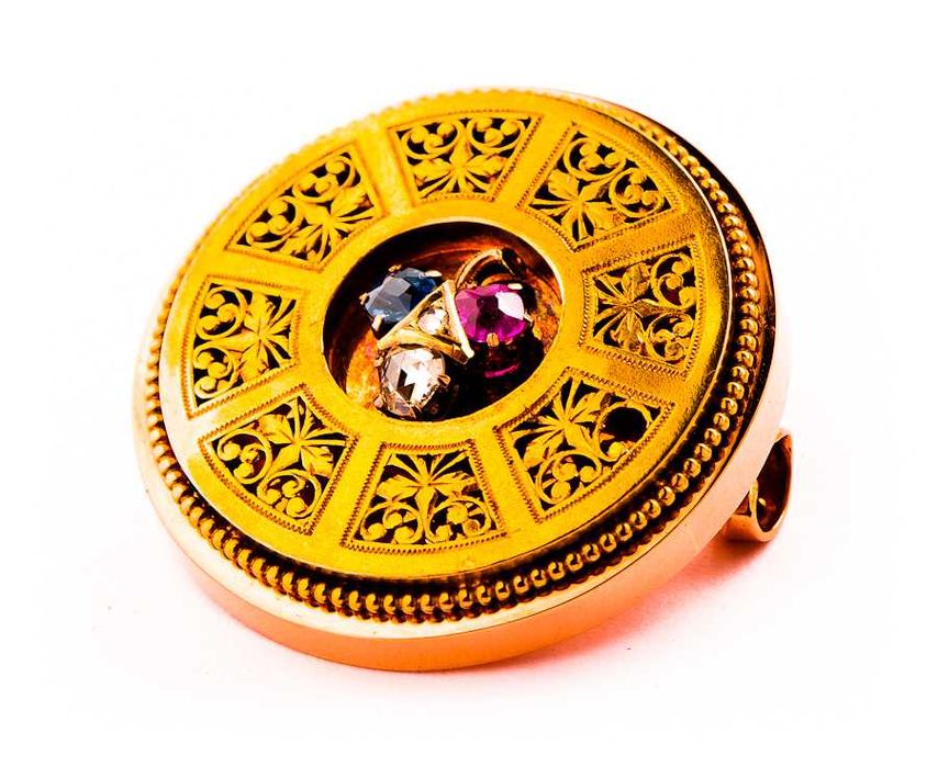 Broszka 7,36g - Diamenty - Niepoprawiany Rubin i Szafir - AUSTRO-WĘGRY