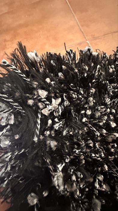 Tapete Grande de Pelo Comprido Preto e Cinzento | 300 × 205 cm