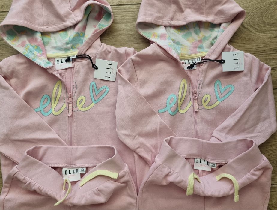 2 x Komplet dres spodnie i bluza / dziewczynki rozm. 3-4l / Elle / Bliźniaczki