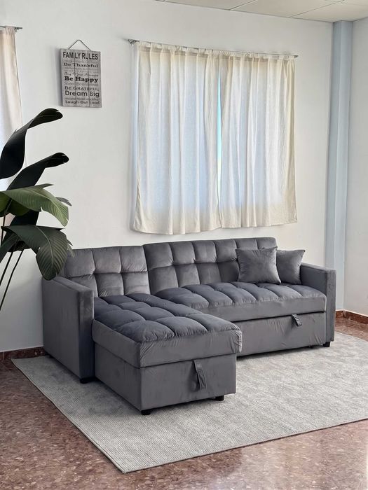 Sofá cama cinza com baú SÓ 437€ - entrega gratuita