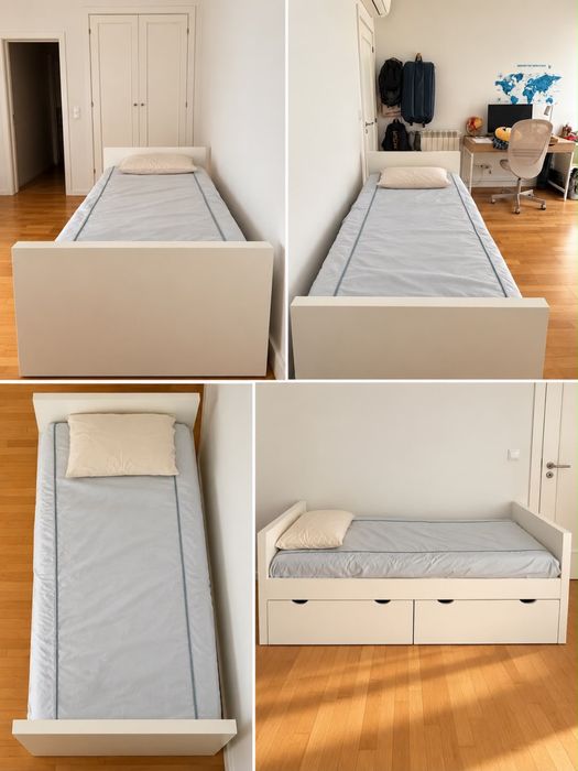 Cama de solteiro com 2 gavetas de arrumacao