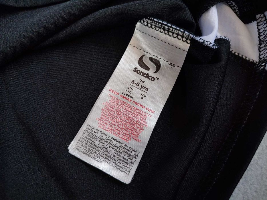 Футболка детская спорт черная Sondico 5-6 лет, 110-118 см