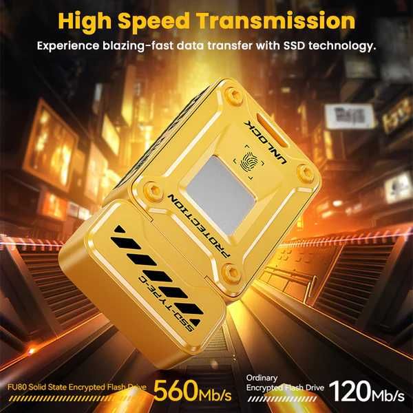Флешка з шифруванням та відбитком пальця 256GB | USB EAGET FU80 256GB (560Mb/s) Fingerprint USB 3.2 Gen 1