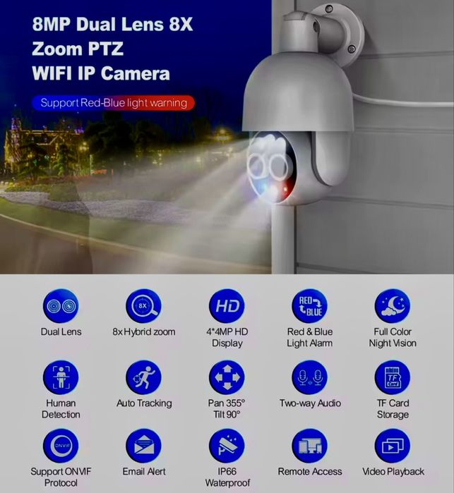 Kamera IP Techage HD 8MP POE