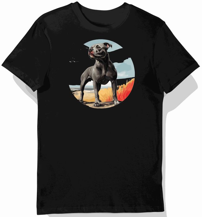 Koszulka męska czarna z nadrukiem muskularnego pitbulla na polu 3XL