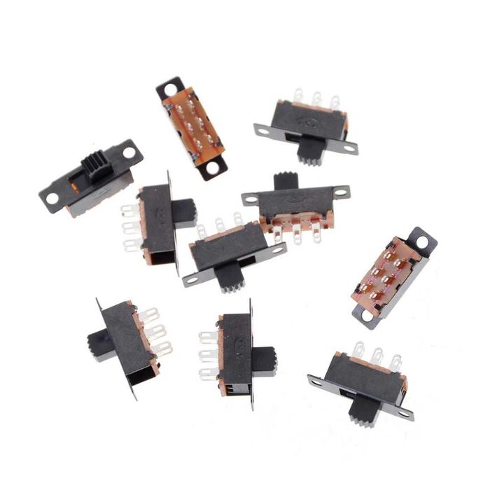 Cztery sztuki Przełącznik suwakowy 6Pin, DPDT 2P2T, Model SS22F32, otw