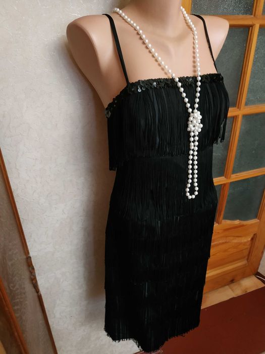 Весільна сукня оздоблена бахромою в стилі 20-х років Гетсбі М/L_46-48