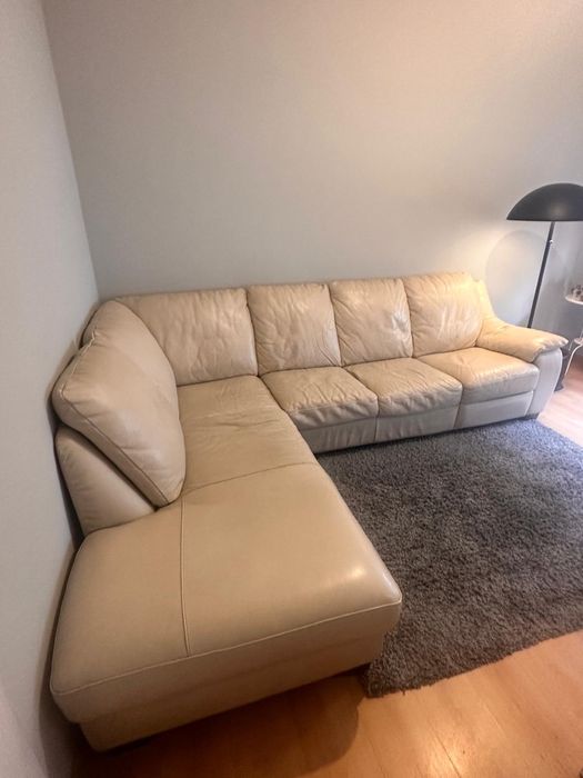 Sofa Divani Divani em pele Beje