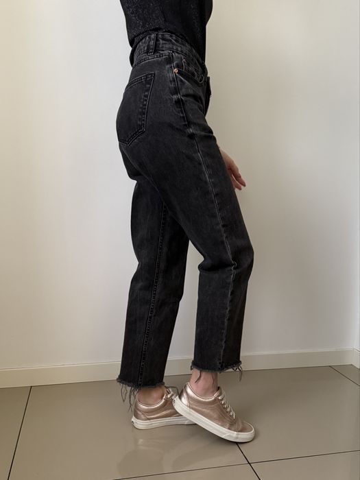 Spodnie mom jesns wysoki stan Primark ciemny szary