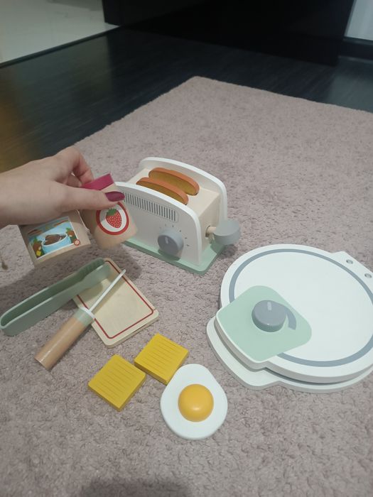 Drewniany zestaw dla dzieci toster gofrownica