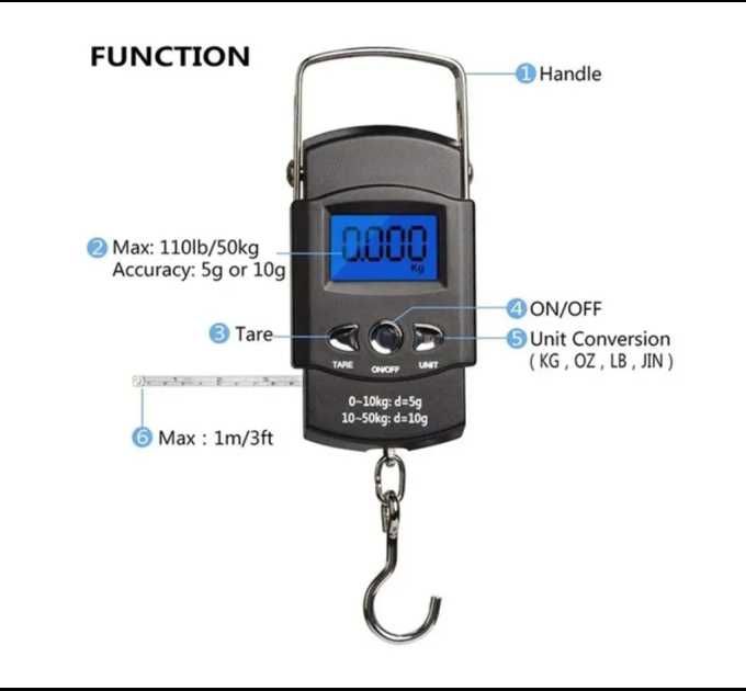 Електронні  ваги для точних вимірів, багажу, риболовлі