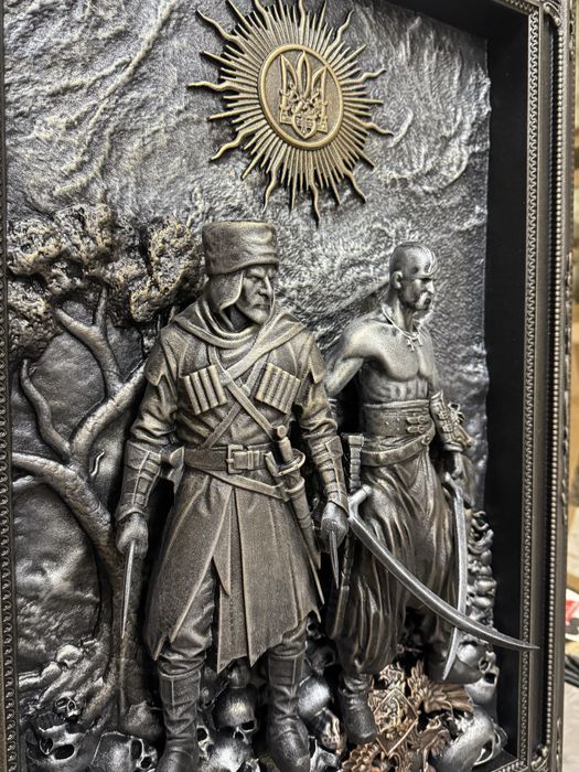 Картина Козак і Воїн • дерев’яний рельєф • авторська робота