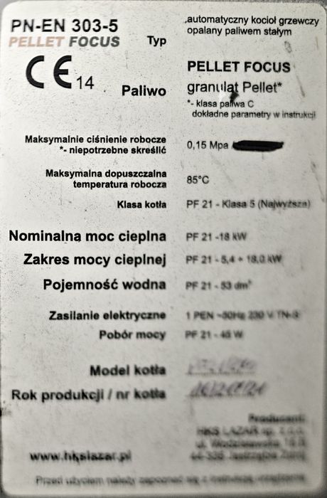 Piec na pellet Focus PF21 Lazar