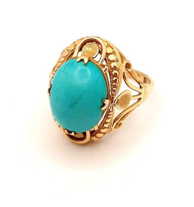 Złoty pierścionek z Turkusem PR.750 W:7,95gr R.21 InterSKLEP