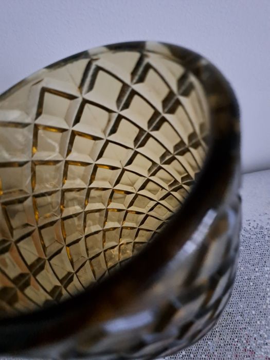 Designerski szklany wazon optyczny z czasów PRL