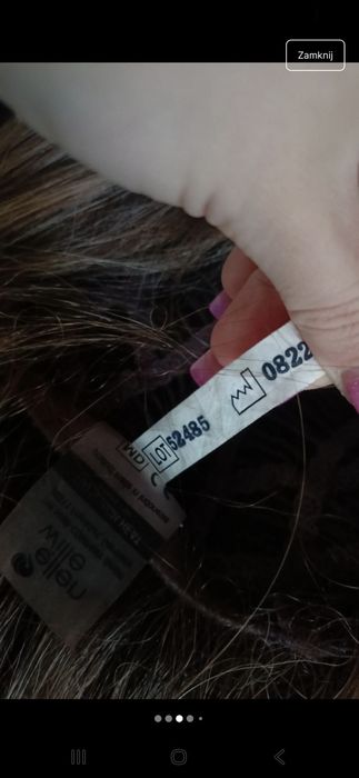 Peruka z grzywką brązowa brąz rokoko syntetyczna syntetyk