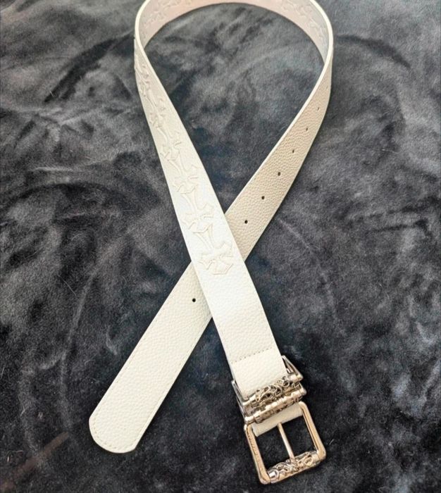 Pasek chrome biały w krzyże unisex alternative