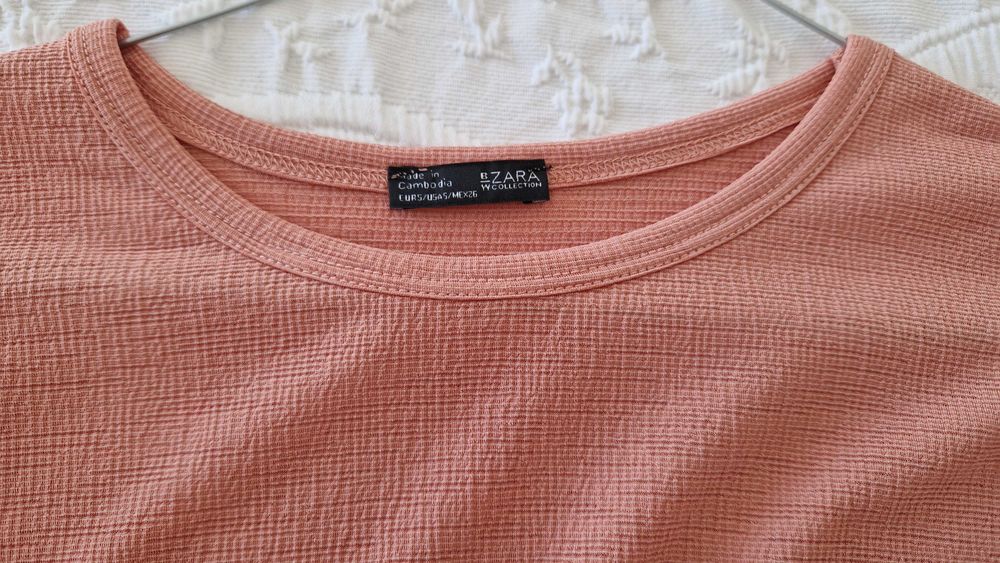 Blusa rosa, managa comprida, Zara, tamanho S