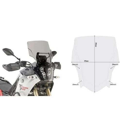 Yamaha Ténéré 700 T7 GIVI D2145ST Vidro Para-Brisas  Novo