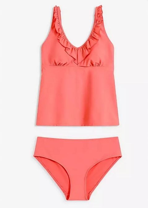 B.P.C tankini koralowe neonowe z falbankami r.48