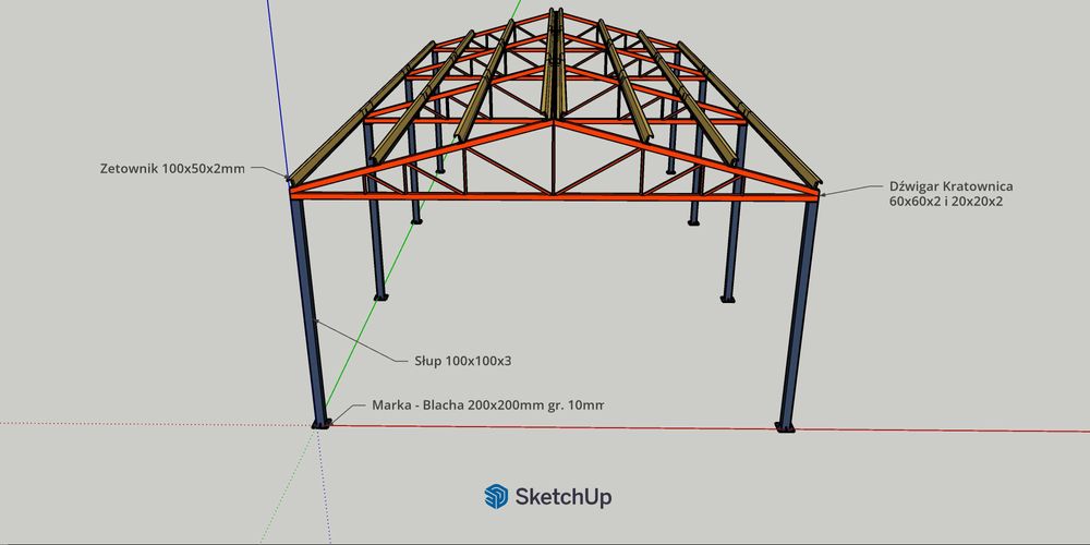 Nowość - Konstrukcja Wiata 6x12 H3 - Bez zgłoszenia - Ocynk - Moduł 4m