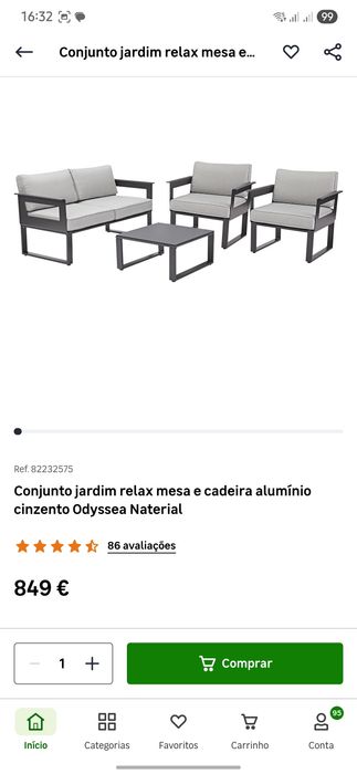Conjunto Jardim 4 lugares aluminio