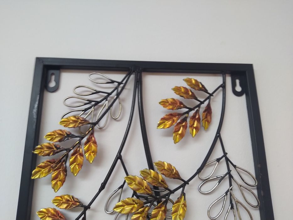 Quadro Moldura Ferragem Decoração com folhas árvore casa apartamento.