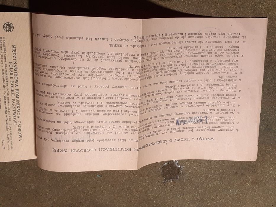 Stary bilet kolejowy PKP kartonik + papier 1968