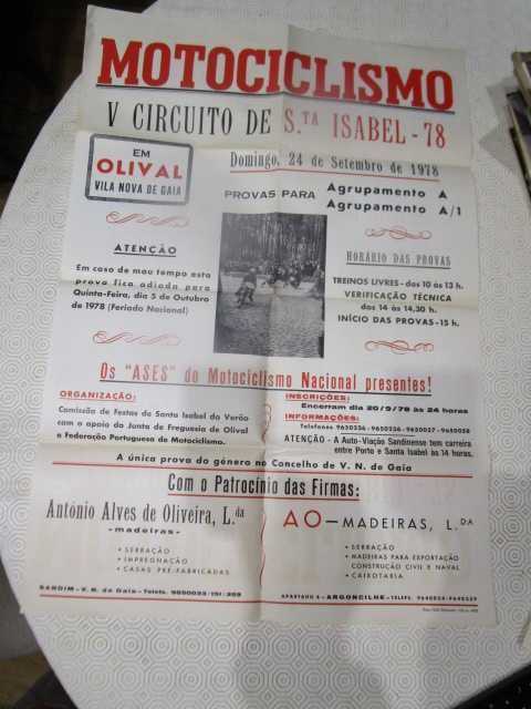 grande poster vintage Motociclismo 1978   Vila Nova Gaia Santa Isabel