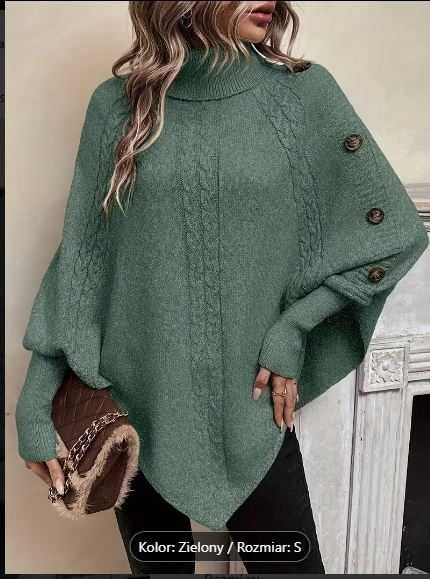 Elegancki, nowy damski sweterek z golfem R S/M 36/38