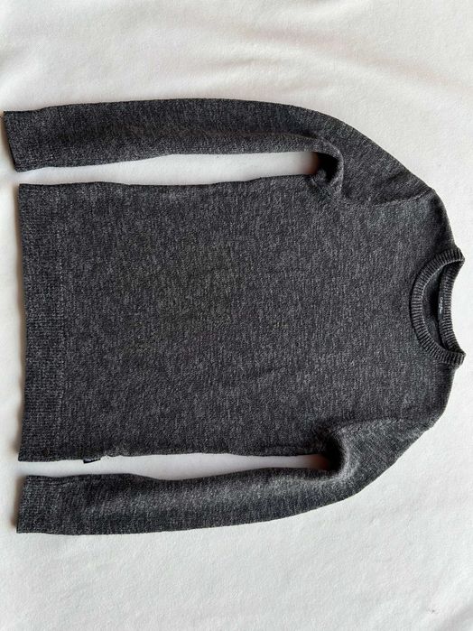 Calvin Klein _ Szary logowany bawełniany melanżowy sweter S