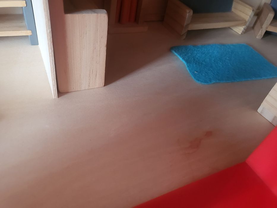 Drewniany domek duży zestaw mebelki dla lalek