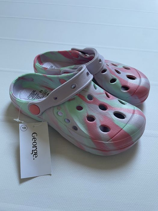 32 George kolorowe klapki sandały tie die tęczowe rainbow gumowe UK
