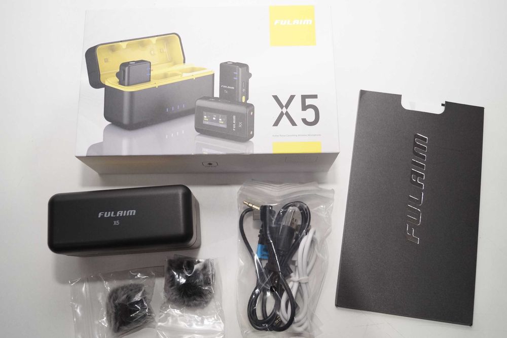 FULAIM X5 Bezprzewodowe mikrofony krawatowe powerbank typC/Lightning
