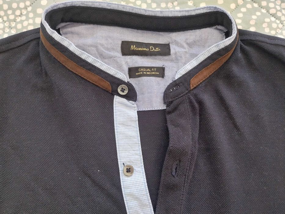 Polo manga comprida azul Massimo Dutti