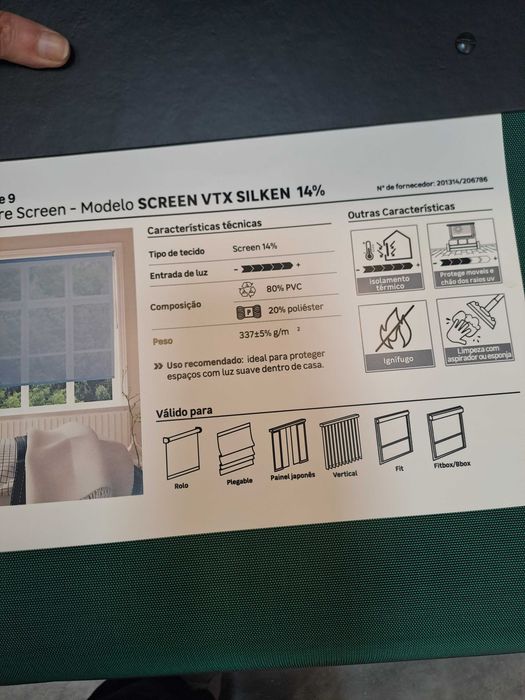 Estore de Rolo/cortinado com varetas 240x260 cm cor cinzento azulado.