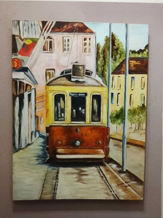 Óleo sobre tela "Eléctrico do Porto"