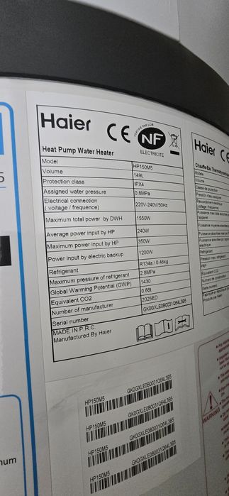 Bomba de Calor HAIER HP150M5 150L - 6 ANOS GARANTIA