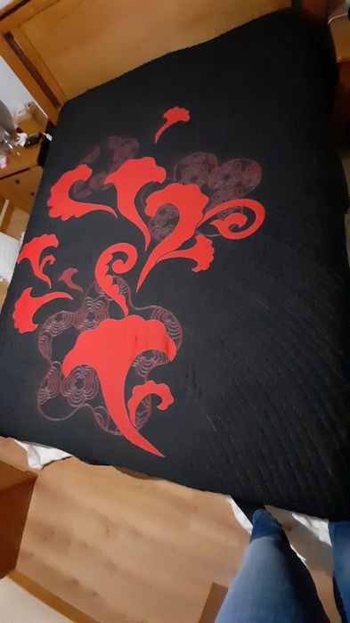 Colcha verão fresca preto e vermelho