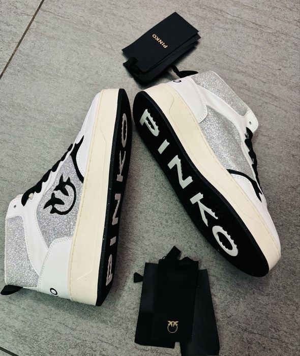 PINKO Detroit Sneakers – skóra – 37 – white/silver