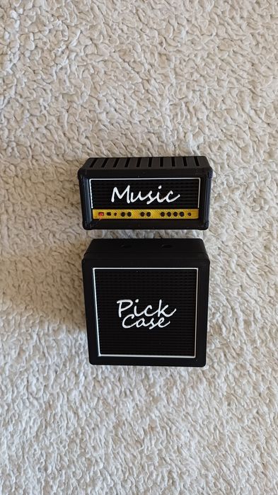 Conjunto 2 Porta Palhetas (10 Palhetas Cada) Amplificador Cabeço Coluna (Preto e Laranja)
